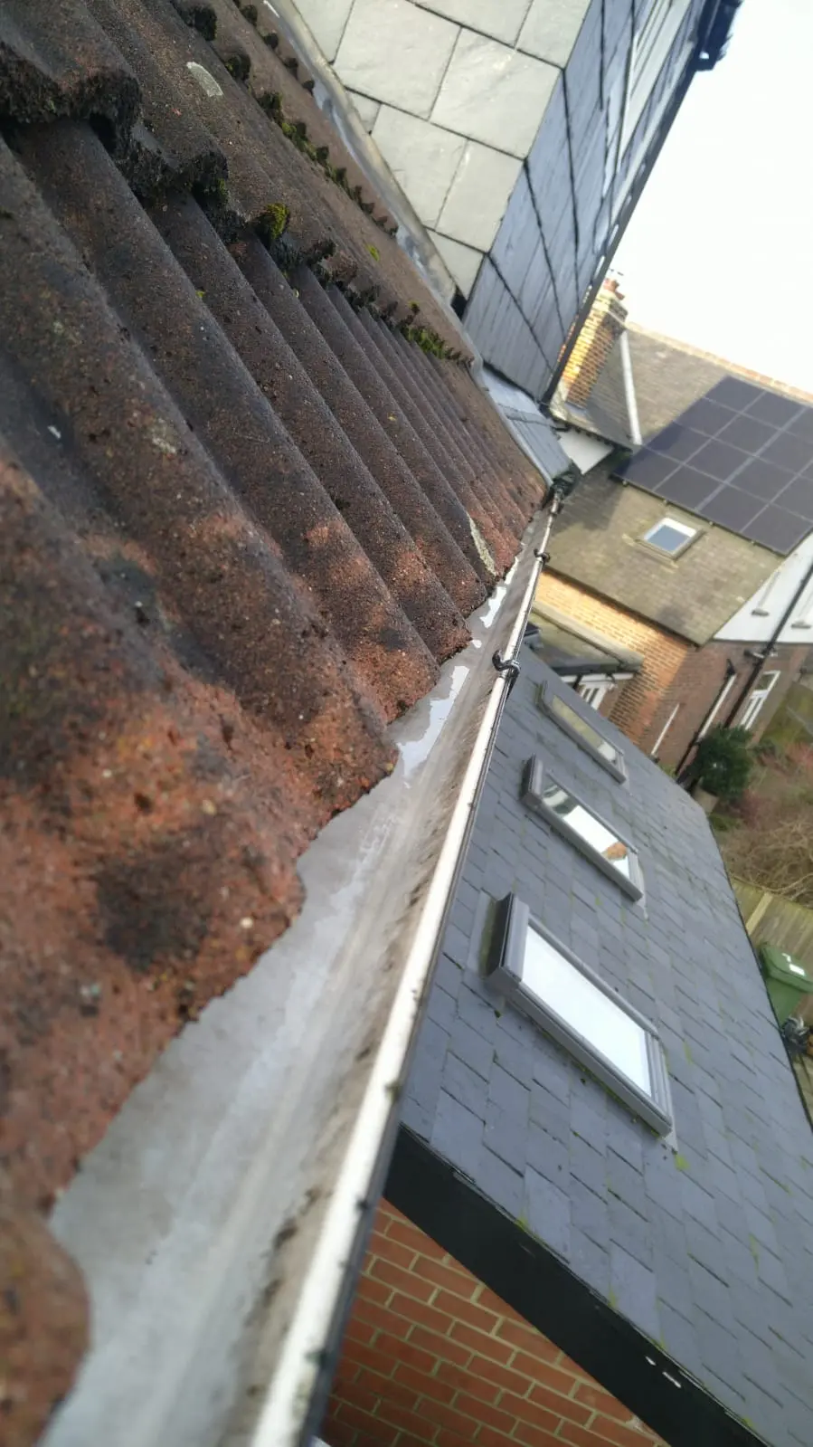 Tough gutter above conservatory cleared