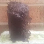Blockaged removed from down pipe at the water butt connector, bramhope leeds.